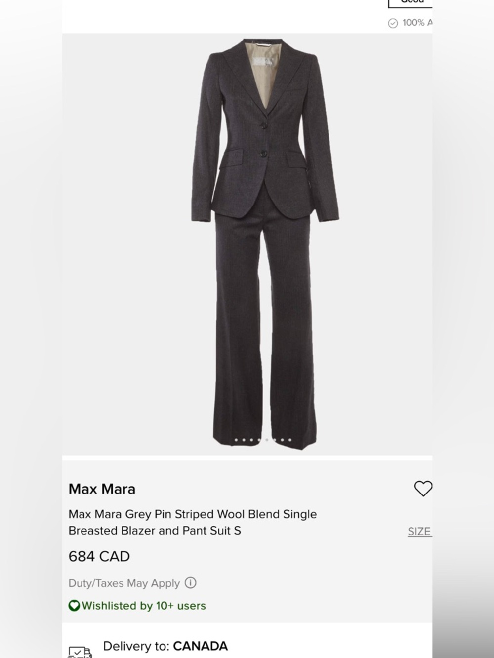 MaxMara Charcoal grey Wool-Blend Blazer and Trousers suit.